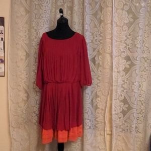 Red dress with a pink bottom